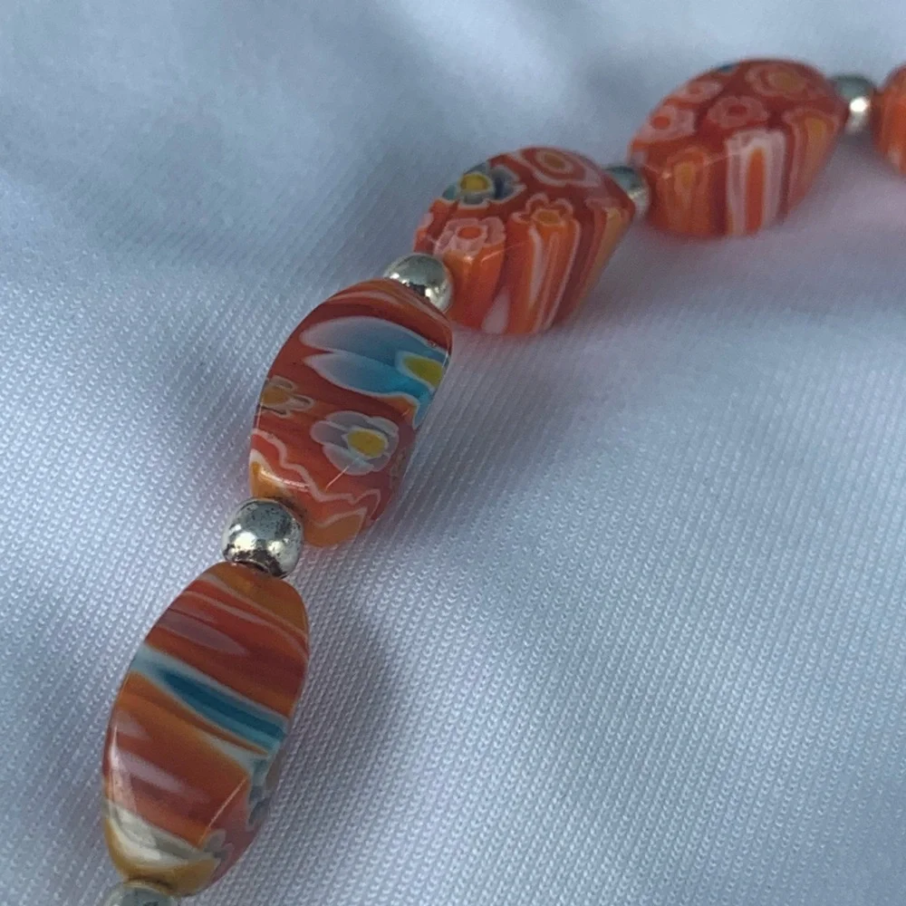 Unique Glass Beads (Mainly Orange) Total Length 21” can be made shorter w/clasp - Picture 9 of 16